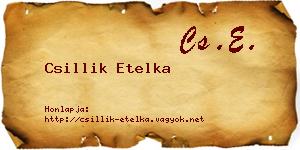 Csillik Etelka névjegykártya